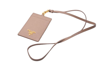 PRADA プラダ パスケース サフィアーノ 1MC007 ストラップ付き ベージュ ゴールド金具 美品 中古 58328 