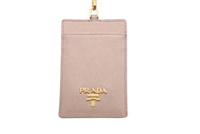 画像をギャラリービューアに読み込む, PRADA プラダ パスケース サフィアーノ 1MC007 ストラップ付き ベージュ ゴールド金具 美品 中古 58328 