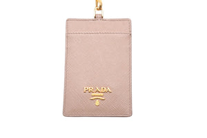 PRADA プラダ パスケース サフィアーノ 1MC007 ストラップ付き ベージュ ゴールド金具 美品 中古 58328 