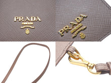 画像をギャラリービューアに読み込む, PRADA プラダ パスケース サフィアーノ 1MC007 ストラップ付き ベージュ ゴールド金具 美品 中古 58328 