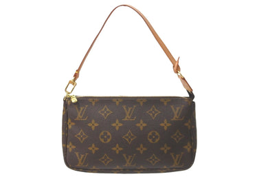 極美品 LOUIS VUITTON ルイヴィトン ハンドバッグ ポシェットアクセソワール M51980 モノグラム ブラウン ゴールド 中古 58335