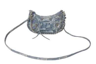 BALENCIAGA バレンシアガ ルカゴール ミニ BB デニム ショルダーバッグ 695814210E34716 ロゴ 現行 美品 中古 58336