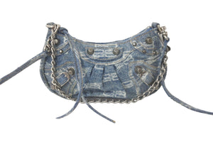BALENCIAGA バレンシアガ ルカゴール ミニ BB デニム ショルダーバッグ 695814210E34716 ロゴ 現行 美品 中古 58336