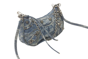 BALENCIAGA バレンシアガ ルカゴール ミニ BB デニム ショルダーバッグ 695814210E34716 ロゴ 現行 美品 中古 58336