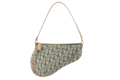 Christian Dior クリスチャンディオール ショルダーバッグ サドル ポーチ トロッター柄 ヴィンテージ カーキ 美品 中古 58339