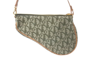 Christian Dior クリスチャンディオール ショルダーバッグ サドル ポーチ トロッター柄 ヴィンテージ カーキ 美品 中古 58339