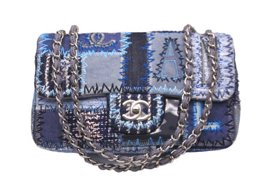極美品 CHANEL シャネル デニムライン ガブリエルドゥシャネル ラージ ショルダーバッグ 21番台 ブルー パッチワーク 中古 58342