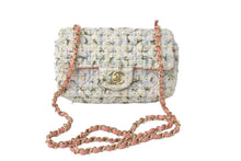 Load image into Gallery viewer, 極美品 CHANEL シャネル ツイード チェーン ショルダーバッグ 27番台 マルチカラー ピンク ココマーク ロゴ 中古 58343