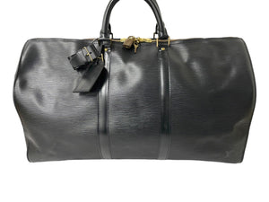 LOUIS VUITTON ルイヴィトン ボストンバッグ キーポル50 M42962 エピレザー ブラック ゴールド金具 美品 中古 58354