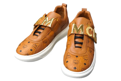 新品未使用品 MCM エム・シー・エム スニーカー ローカット MEX 8AMM21 CO043 コニャック ヴィセトス ブラウン ゴールド 中古 58367