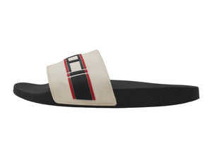 GUCCI グッチ ストライプ ラバー スライド サンダル ブラック ホワイト ロゴを見る 522884 サイズ10 中古 58369 