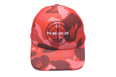 NERD ナード × A BATHING APE アベイシングエイプ コラボ メッシュキャップ ポリエステル レッド シルバー金具 美品 中古 58380