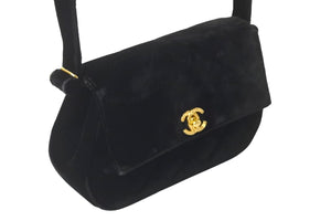 CHANEL シャネル マトラッセハンドバッグ 3番台 ココマーク ベロア ターンロック ブラック ゴールド金具 美品 中古 58390