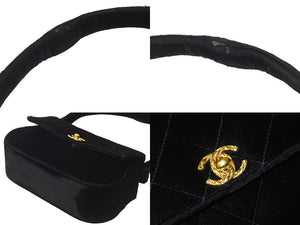 CHANEL シャネル マトラッセハンドバッグ 3番台 ココマーク ベロア ターンロック ブラック ゴールド金具 美品 中古 58390