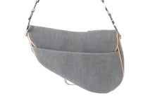Load image into Gallery viewer, Christian Dior クリスチャンディオール サドルバッグ デニム パテント グレー ピンク シルバー金具 D金具 美品 中古 58393
