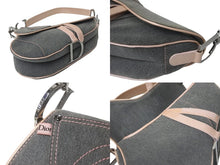 Load image into Gallery viewer, Christian Dior クリスチャンディオール サドルバッグ デニム パテント グレー ピンク シルバー金具 D金具 美品 中古 58393