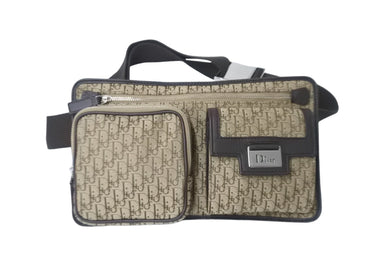 Christian Dior クリスチャンディオール ショルダーバッグ トロッター MC 0017 コットンキャンバス シルバー金具 美品 中古 58395