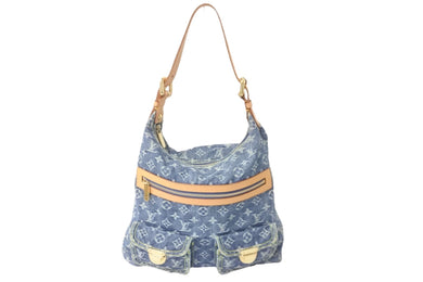 極美品 LOUIS VUITTON ルイヴィトン ショルダーバッグ バギーGM モノグラムデニム M95048 ブルー ゴールド金具 中古 58401