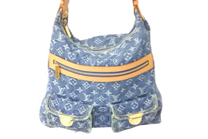 極美品 LOUIS VUITTON ルイヴィトン ショルダーバッグ バギーGM モノグラムデニム M95048 ブルー ゴールド金具 中古 58401