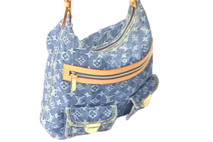 極美品 LOUIS VUITTON ルイヴィトン ショルダーバッグ バギーGM モノグラムデニム M95048 ブルー ゴールド金具 中古 58401