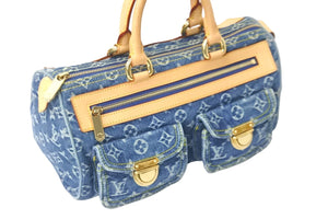極美品 LOUIS VUITTON ルイヴィトン ハンドバッグ ネオスピーディ モノグラムデニム M95019 ゴールド金具 中古 58404
