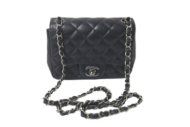 CHANEL シャネル チェーンショルダーバッグ ミニマトラッセ 23番台 ラムスキン ブラック シルバー金具 美品 中古 58406