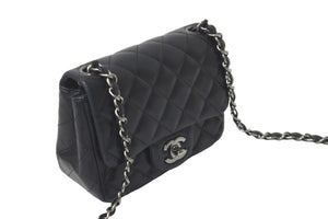 CHANEL シャネル チェーンショルダーバッグ ミニマトラッセ 23番台 ラムスキン ブラック シルバー金具 美品 中古 58406