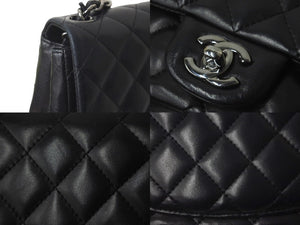 CHANEL シャネル チェーンショルダーバッグ ミニマトラッセ 23番台 ラムスキン ブラック シルバー金具 美品 中古 58406
