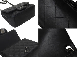 CHANEL シャネル チェーンショルダーバッグ ミニマトラッセ 23番台 ラムスキン ブラック シルバー金具 美品 中古 58406