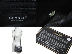 CHANEL シャネル チェーンショルダーバッグ ミニマトラッセ 23番台 ラムスキン ブラック シルバー金具 美品 中古 58406