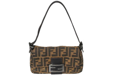 FENDI フェンディ ハンドバッグ マンマバケット ズッカ柄 キャンバス レザー ブラウン 良品 中古 58414 