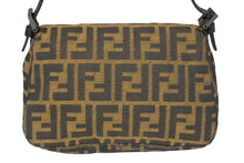 画像をギャラリービューアに読み込む, FENDI フェンディ ハンドバッグ マンマバケット ズッカ柄 キャンバス レザー ブラウン 良品 中古 58414 