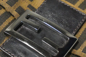 FENDI フェンディ ハンドバッグ マンマバケット ズッカ柄 キャンバス レザー ブラウン 良品 中古 58414 