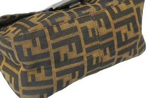 FENDI フェンディ ハンドバッグ マンマバケット ズッカ柄 キャンバス レザー ブラウン 良品 中古 58414 