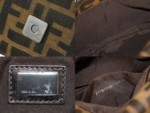 FENDI フェンディ ハンドバッグ マンマバケット ズッカ柄 キャンバス レザー ブラウン 良品 中古 58414 