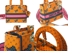 Load image into Gallery viewer, 極美品 Christian Dior クリスチャンディオール ハンドバッグ レディ D-ライト ミディアム 恐竜オレンジ 2021 50-MA0221 中古 58419