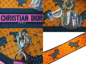 極美品 Christian Dior クリスチャンディオール ハンドバッグ レディ D-ライト ミディアム 恐竜オレンジ 2021 50-MA0221 中古 58419