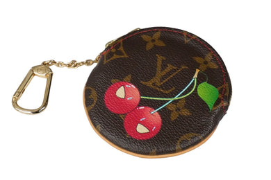 極美品 LOUIS VUITTON ルイヴィトン コインケース M95043 ポルトモネ ロン モノグラムチェリー ブラウン ゴールド金具 中古 58421