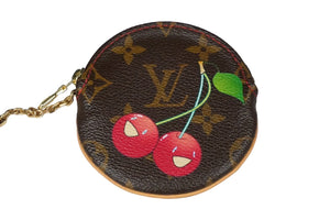 極美品 LOUIS VUITTON ルイヴィトン コインケース M95043 ポルトモネ ロン モノグラムチェリー ブラウン ゴールド金具 中古 58421