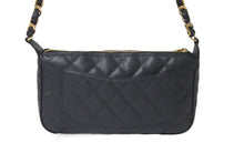 Load image into Gallery viewer, 極美品 CHANEL シャネル 月見型 ワンショルダーバッグ ポーチ キャビアスキン 9番台 ブラック 中古 58429