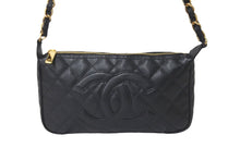 Load image into Gallery viewer, 極美品 CHANEL シャネル 月見型 ワンショルダーバッグ ポーチ キャビアスキン 9番台 ブラック 中古 58429