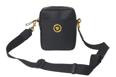 極美品 VERSACE ヴェルサーチ ショルダーバッグ メデューサ ブラック カーフスキン 1002885 ゴールド金具 中古 58433 