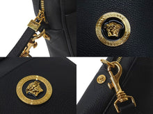画像をギャラリービューアに読み込む, 極美品 VERSACE ヴェルサーチ ショルダーバッグ メデューサ ブラック カーフスキン 1002885 ゴールド金具 中古 58433 