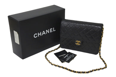 CHANEL シャネル ショルダーバッグ チェーンショルダー マトラッセ プッシュロック ラムスキン 3番台 ゴールド金具 美品 中古 58443