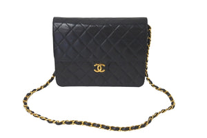 CHANEL シャネル ショルダーバッグ チェーンショルダー マトラッセ プッシュロック ラムスキン 3番台 ゴールド金具 美品 中古 58443
