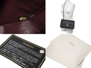 極美品 CHANEL マトラッセWフラップチェーンショルダー 19番台 25cm ショルダーバッグ ブラック×シルバー金具 ラムスキン 中古 58447