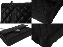 Load image into Gallery viewer, 極美品 CHANEL マトラッセWフラップチェーンショルダー 19番台 25cm ショルダーバッグ ブラック×シルバー金具 ラムスキン 中古 58447
