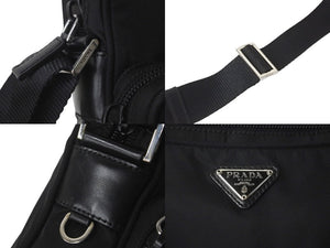 PRADA プラダショルダーバッグ BT0169 三角ロゴ ナイロン ブラック シルバー金具 美品 中古 58449 