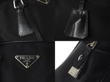 Load image into Gallery viewer, PRADA プラダ ハンドバッグ ブラック 三角プレート B10767 ナイロン レザー シルバー金具 美品 中古 58450