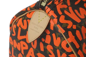 新品同様 LOUIS VUITTON ルイヴィトン M93705 スピーディ30 オランジュ モノグラム グラフィティ オレンジ ゴールド金具 中古 58451